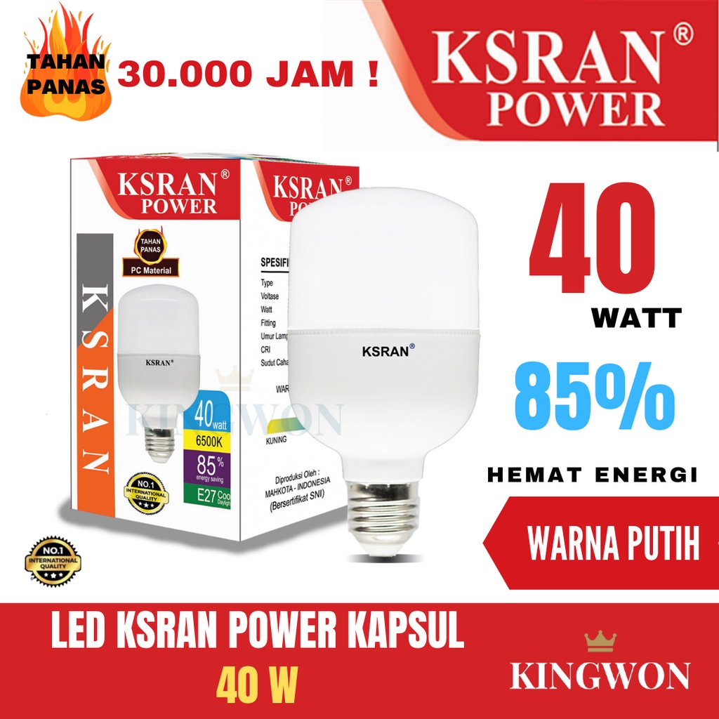 KSRAN Lampu LED 40 watt POWER - Putih Kapsul