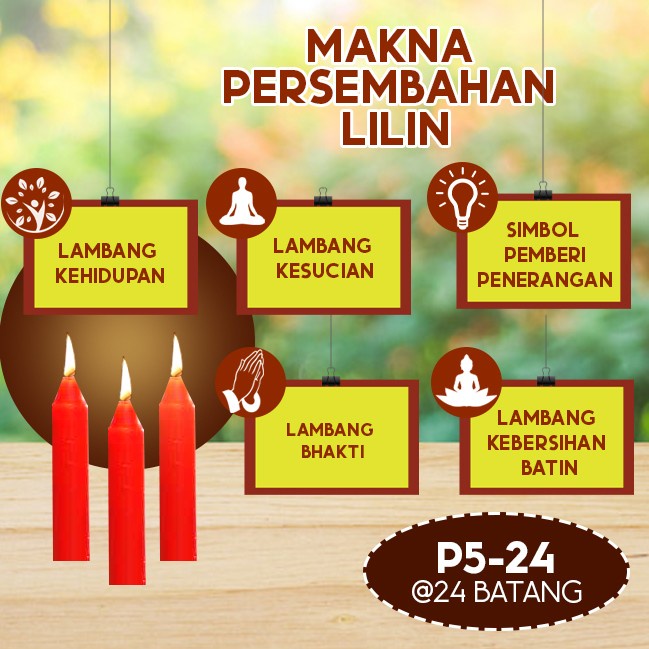 Lilin Batang Sembahyang Sukhavati P5-24 Merah