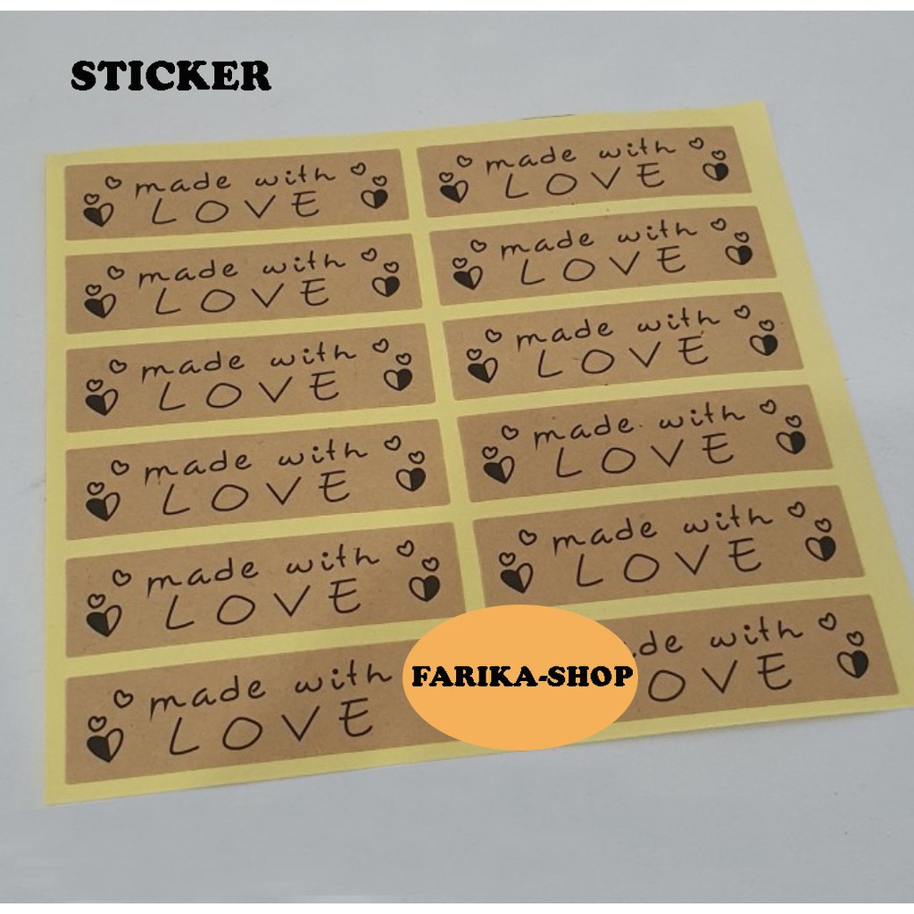 

Sticker Made With Love / Stiker Segel / Sticker Label Made With Love isi 12 pcs