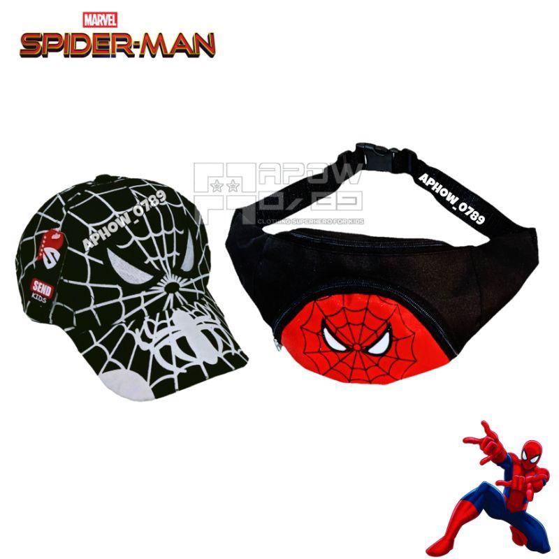 wasbag anak spiderman + topi terbaru