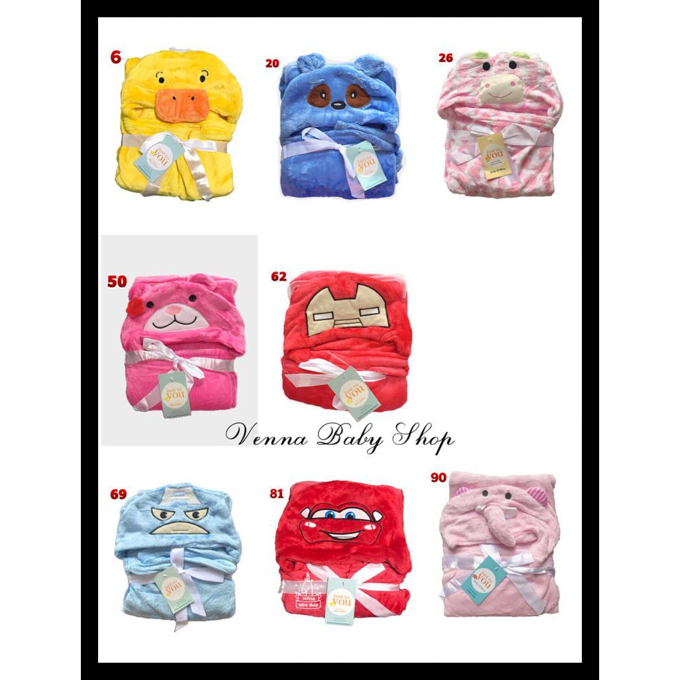 SELIMUT BAYI TOPI KARAKTER CARTER / CARTERS ORIGINAL IMPORT LEMBUT
