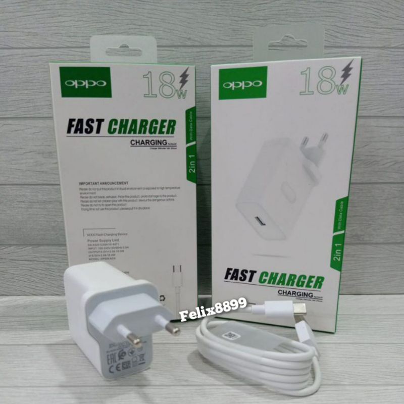 Charger Oppo A54 A53 A52 A91 A92 A74 A5 A9 2020 Reno 4F 18W 18Watt Fast Charging Type C USB C Tipe C