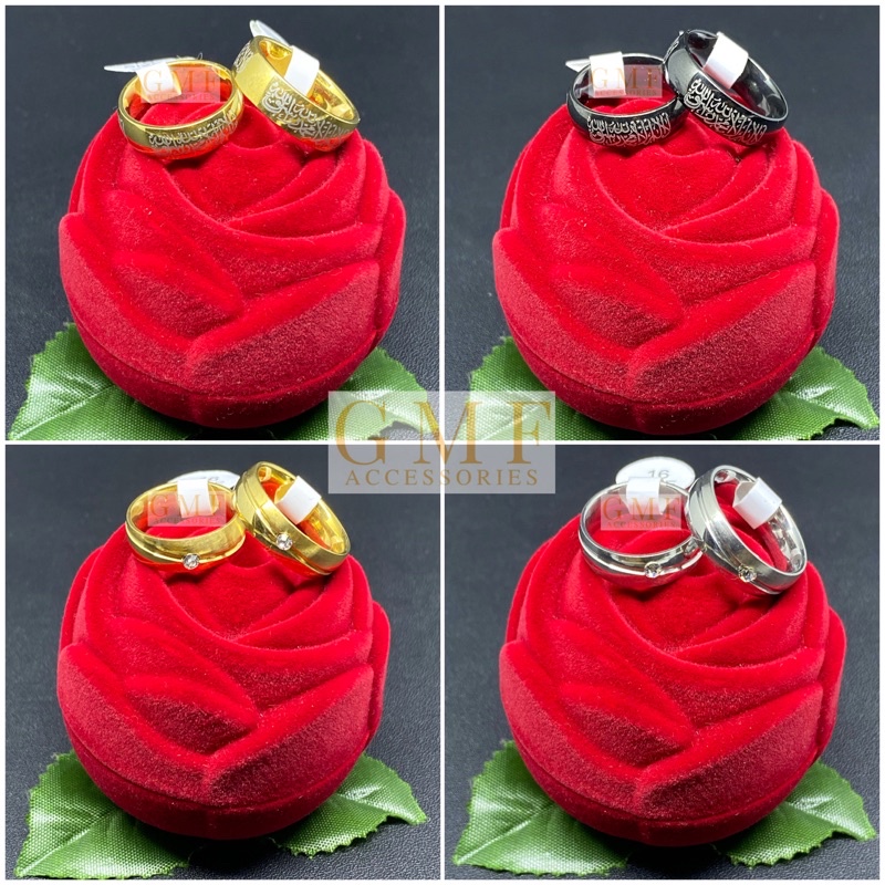 Cincin Titanium Lafadz ALLAH Cincin Tunangan Cincin Nikah Cincin Anti Karat Stainless Steel Kategori Model Tiga