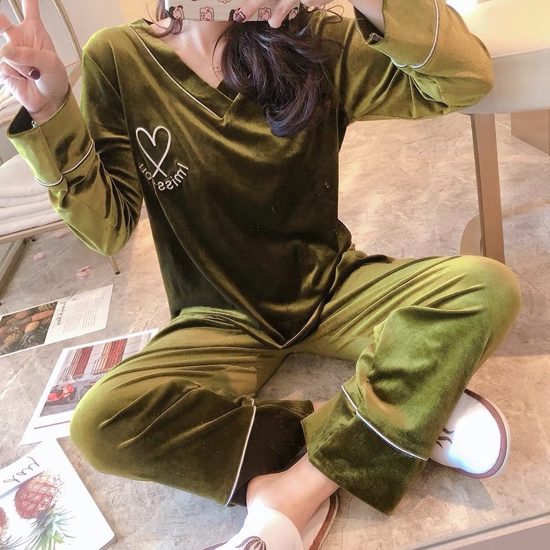 JC- Set Piyama Bulu Bludru PP / Piyama Kimono wanita terbaru / Stelan Bludru Premium import Murah-VBludru Love Army PP