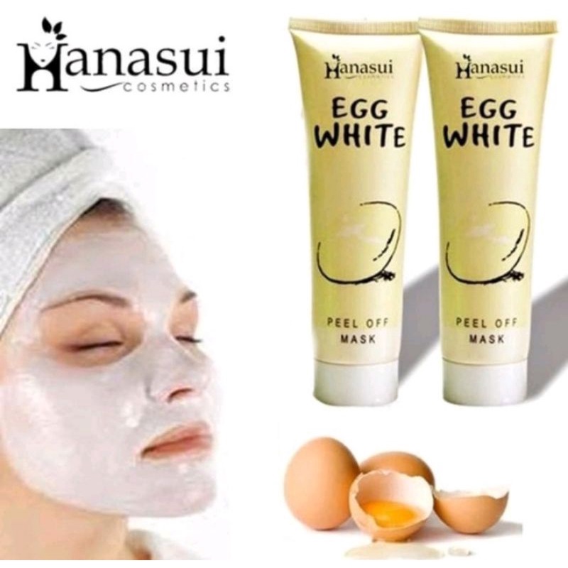 GRATIS ONGKIR Masker Hanasui Pemutih Kulit Wajah Muka 80gr Peel of Mask Egg Putih Telur Original Asl