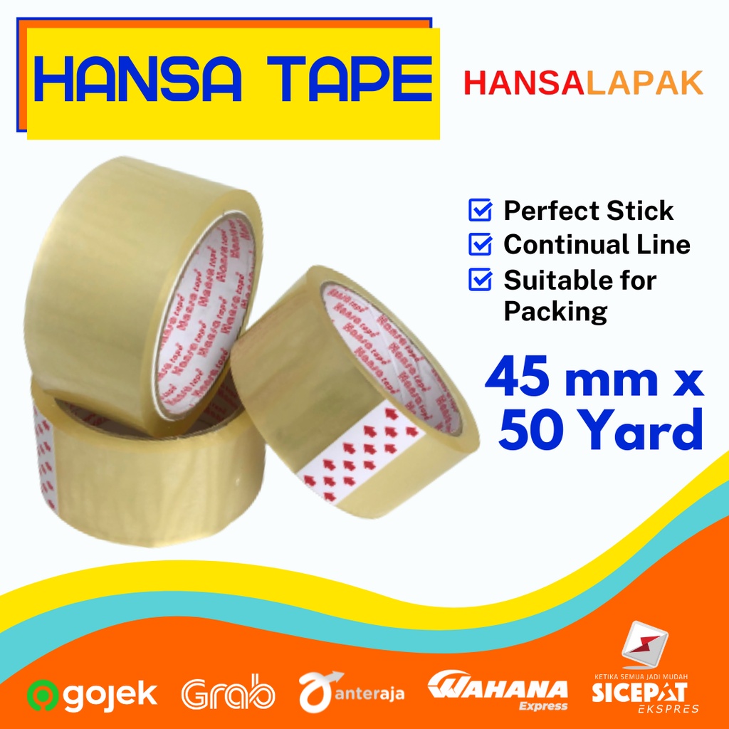 

6 Roll Lakban 45 mm x 50 Y Hansa Tape