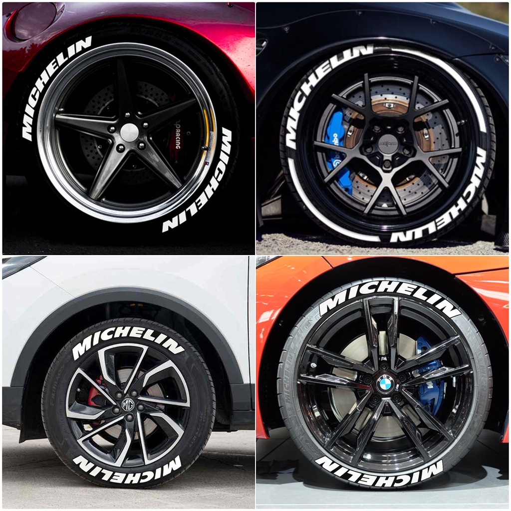 1 Set MICHELIN Siamese Letter Tire Sticker Car Decoration Decal Universal Styling For 1 Wheel