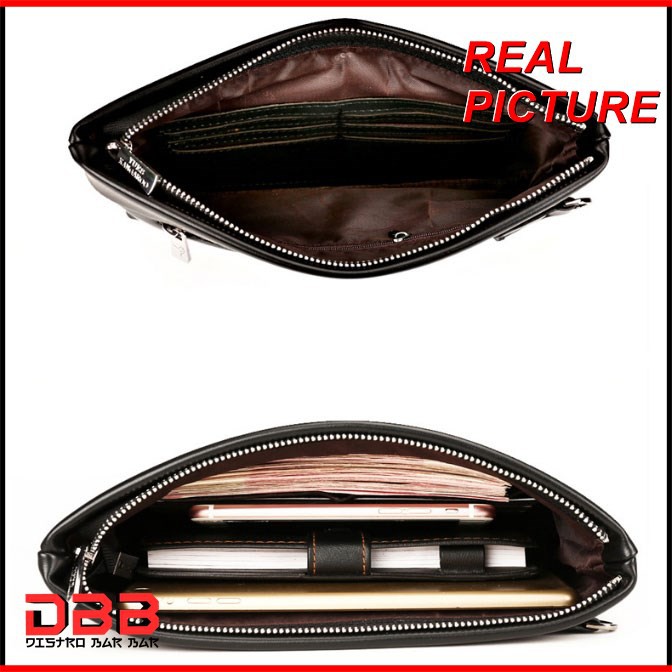 Rhodey Tas Genggam Dompet Kulit Clutch Bag Size Large Black/Brown