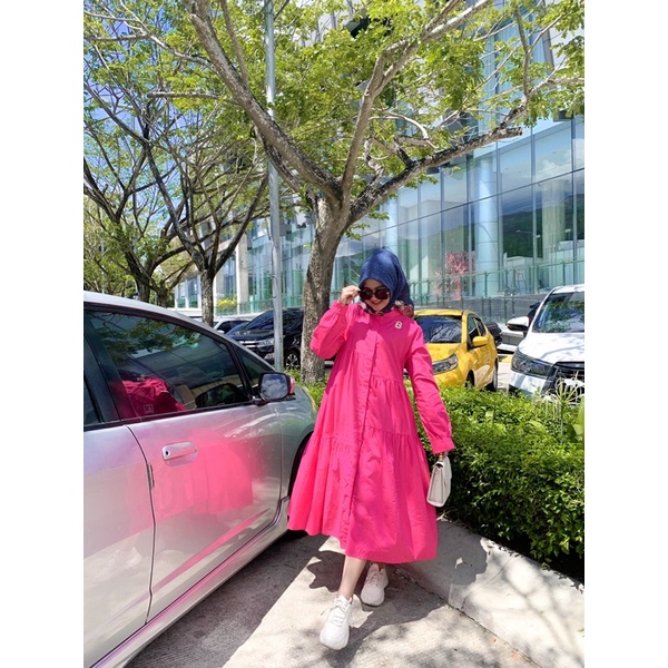 midi dress katun poplin