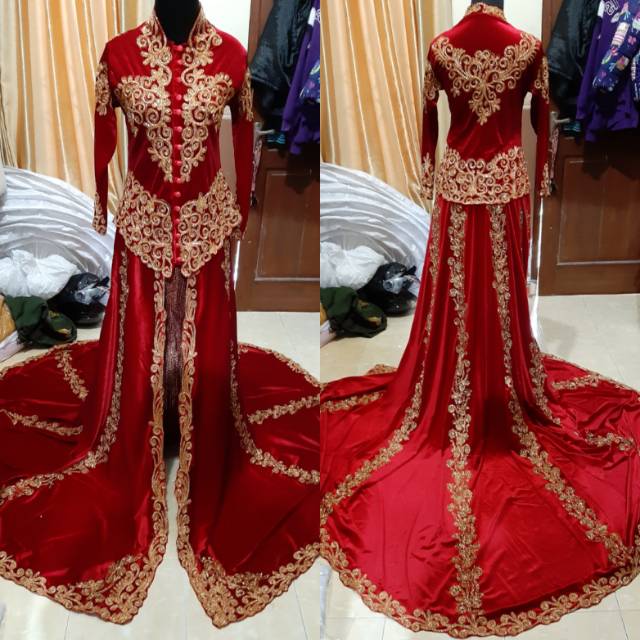 kebaya wanita Kebaya bludru merah cabe