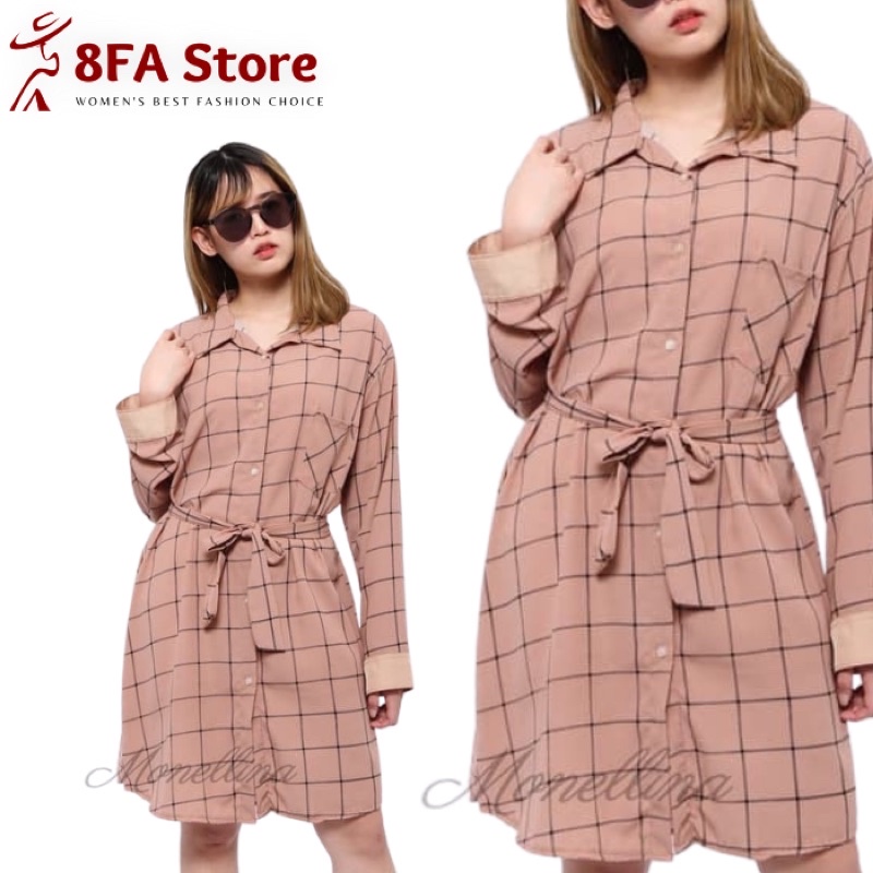 Tunik Motif Kotak Model Tunic Remaja Kekinian Atasan Jumbo XXL / 8Fas Store