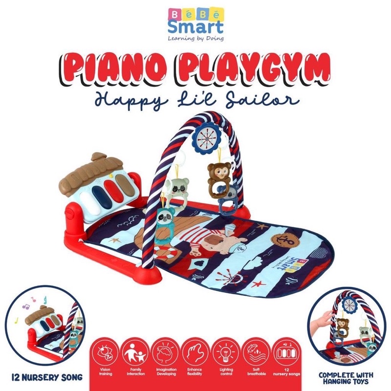 Bebe Smart Piano Playgim Mainan Bayi Piano Sensorik Motorik Playgym Kado Hadiah Bayi lahir Newborn
