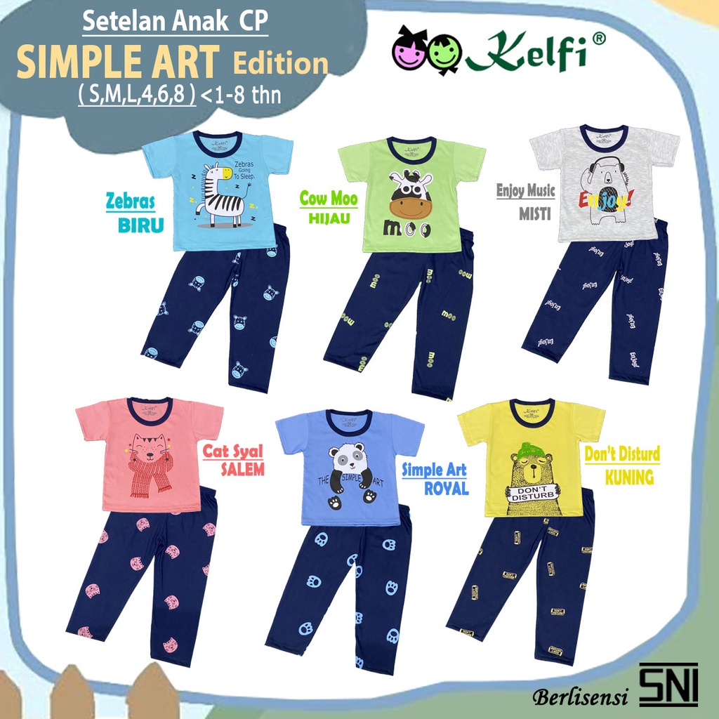 PROMO 10.10 KELFI SETELAN / SET BAJU ANAK COWOK / UNISEX CP 1-8 TAHUN &quot;SIMPLE ART EDITION&quot;