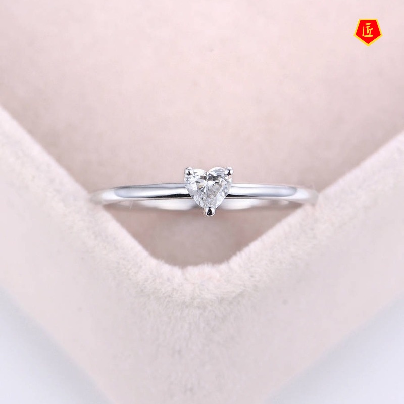 [Ready Stock]Simple Personality Heart-Shaped Diamond Ring