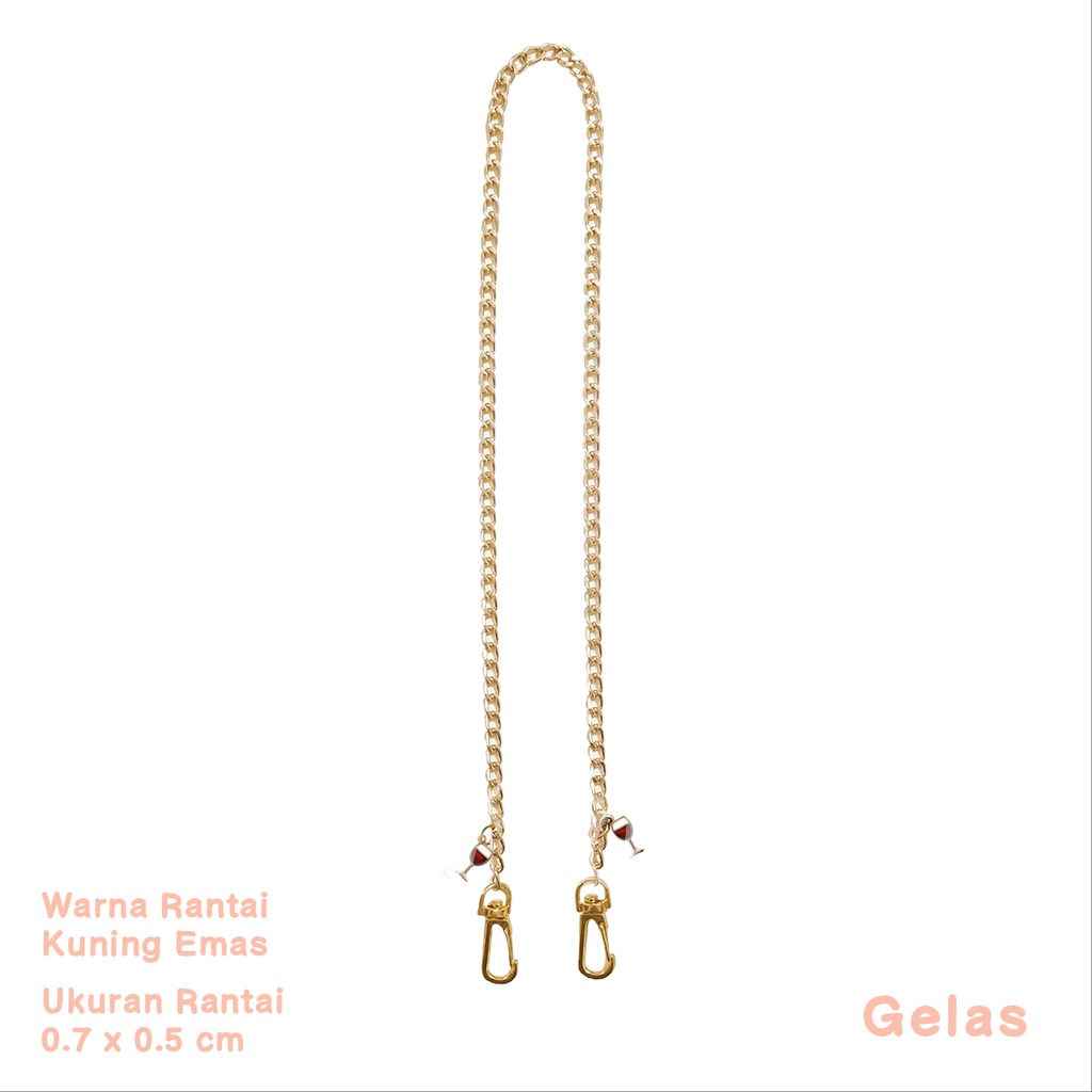 TALI GANTUNG MASKER LEHER RANTAI BRASS GOLD HIASAN EIFFEL BINTANG POM POM SHIFRA