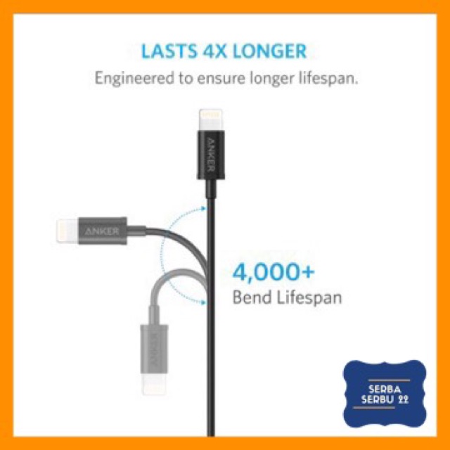 Anker Kabel Lightning Premium 3ft / 0.9m Iphone