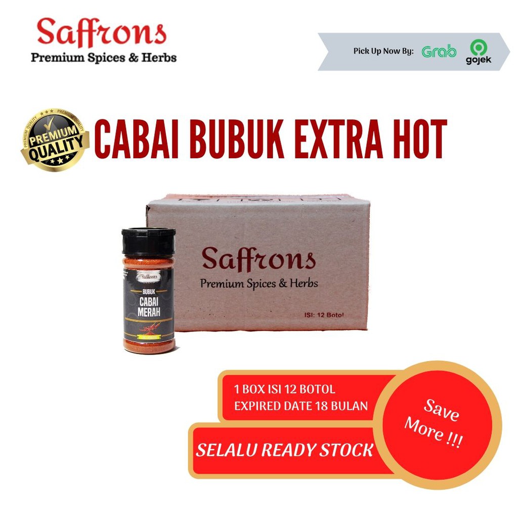 

SAFFRONS - KEMASAN BOX - Cabe Bubuk Extra Pedas / Chili Powder Extra Hot Premium Quality