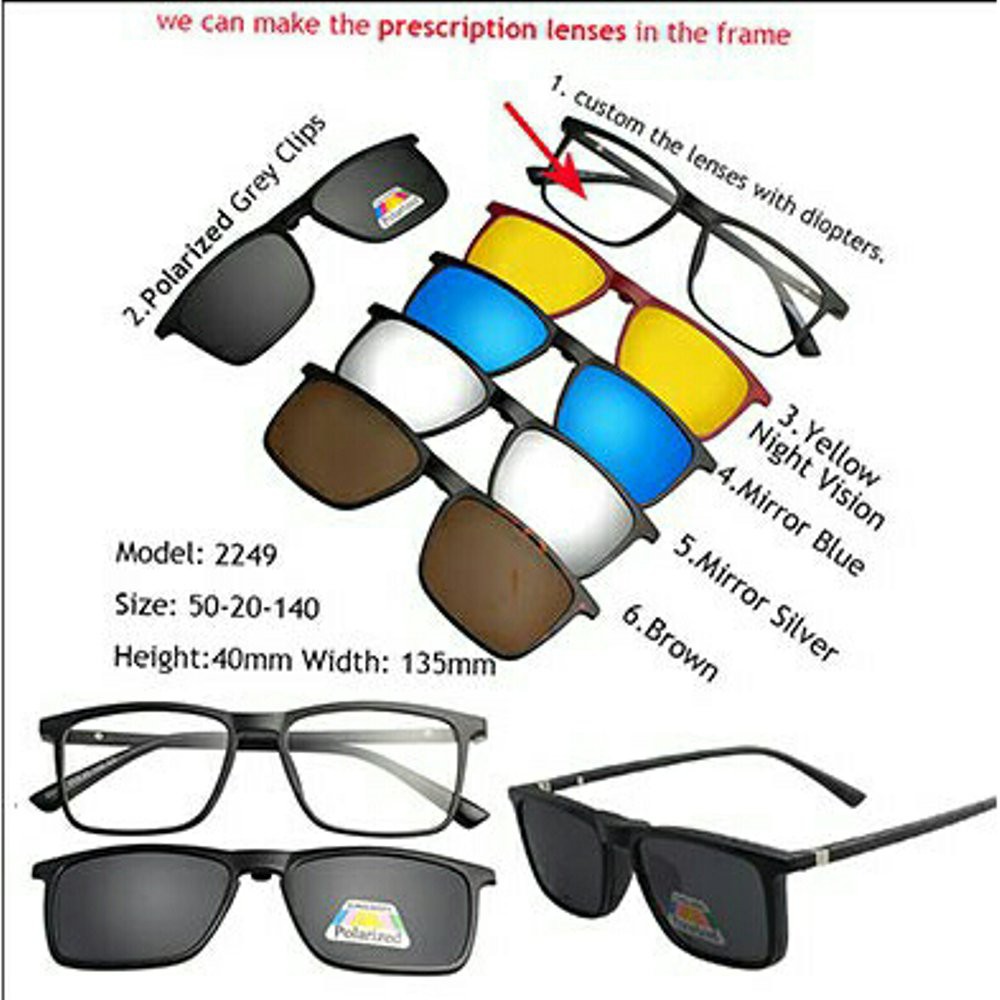 NEW kaca mata minus clip on 5 lensa gratis lensa minus pria wanita