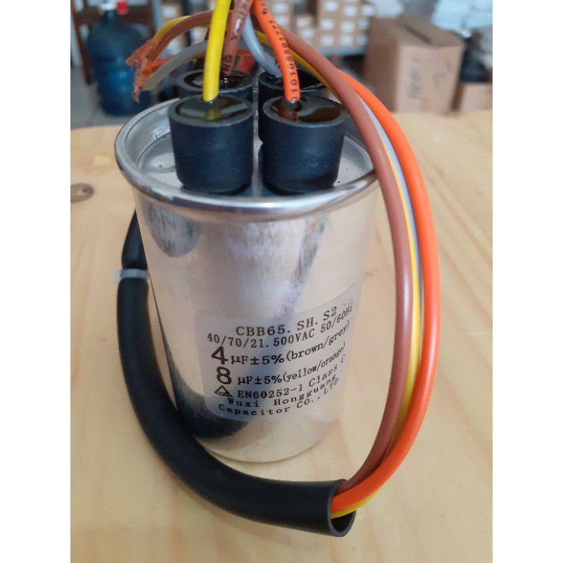 kapasitor mesin cuci 4uf + 8uf sharp SANKEN bodi Aluminium ORIGINAL