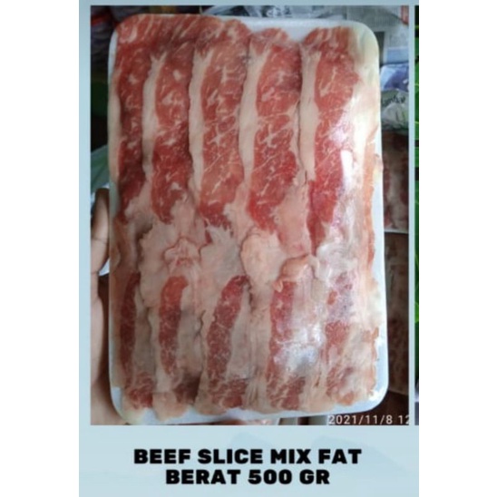 

daging sapi slice mix fat campur lemak 500 gram frozen food