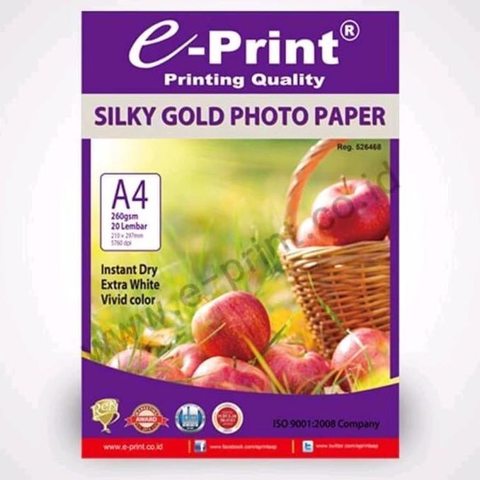 

Diskon E-print silky gold photo paper A4 kertas foto doff murah bagus Diskon
