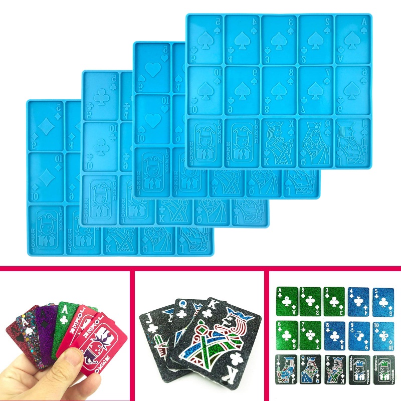 SIY 15 Sheets Resin Mold Silicone Playing Card Mold for Resin Casting Silicone Epoxy Molds for DIY Personalized Card Gam