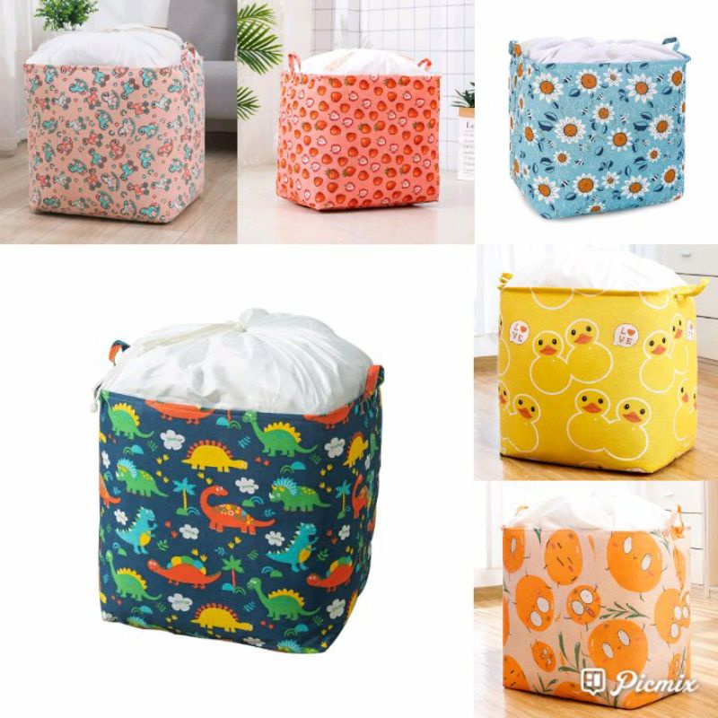 Clothing storage basket Jumbo/Tempat penyimpan pakaian selimut mainan dengan kantung serut