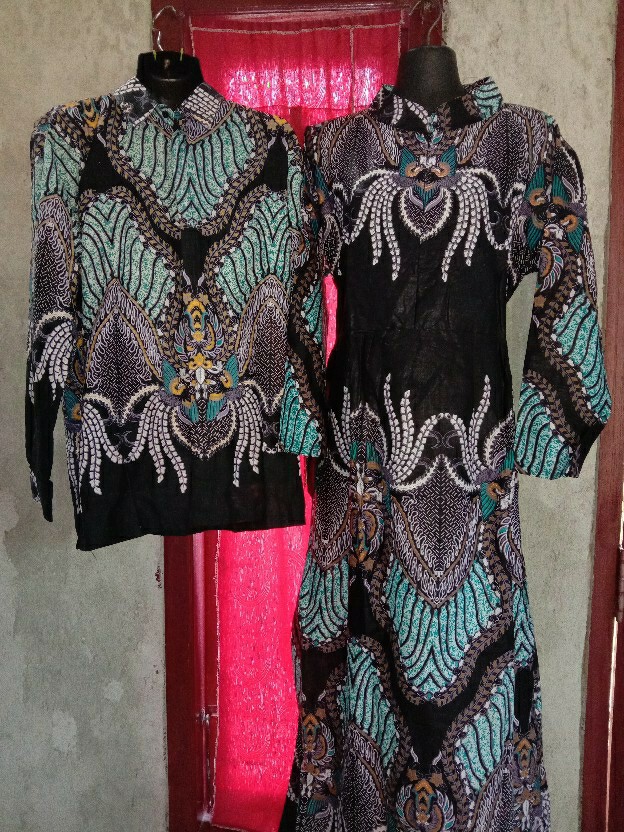 Batik Couple Keluarga Sania Ruffle Ori Ndoro Jowi Dnt Blarak Biru