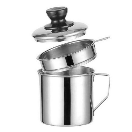 TBOSS Stainless Steel Oil Pot Wadah Cangkir Saringan Minyak Goreng 1.3 Liter