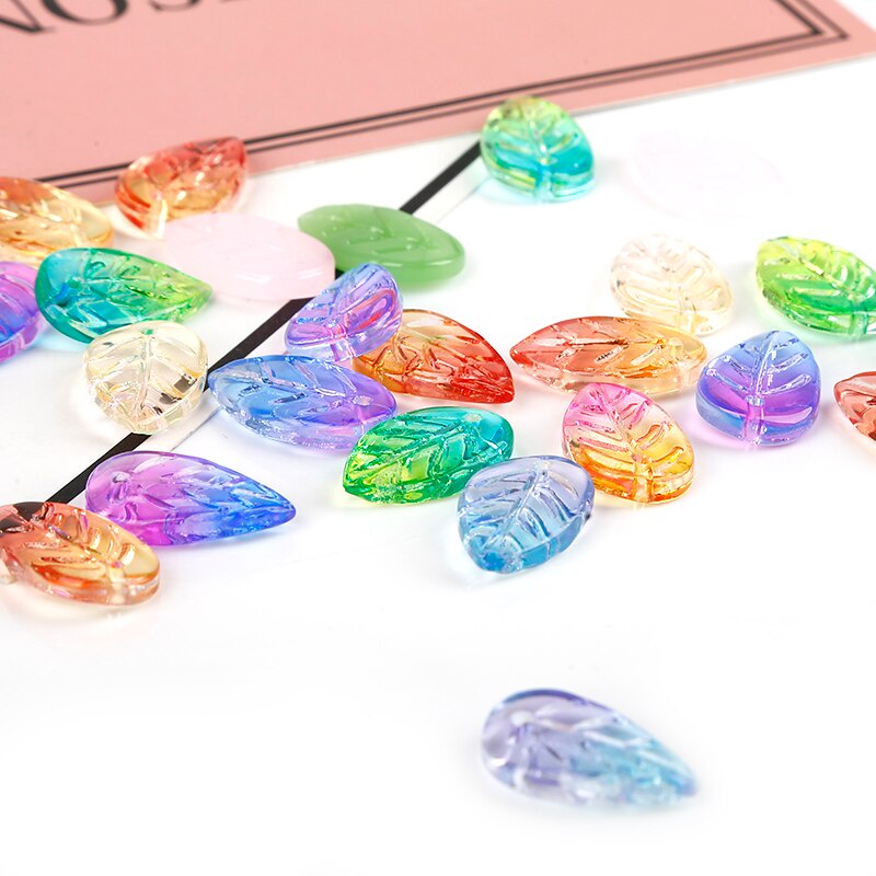 18*11 Handmade Glass Leaf Beads Hole 1.5mm 5 pcs/Lot Leave Glass Beads for Pendant Dangles Earrings Untuk Aksesoris Pembuatan Perhiasan Liontin DIY