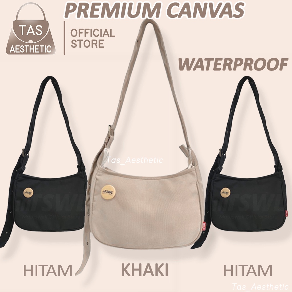 Tas Selempang Sling Bag Canvas Waterproof Kanvas Wanita Shoulder Crossbody Bag Corduroy Premium hobo