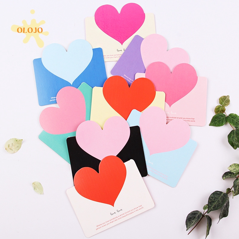 OLOJO 1PC Kartu Ucapan Wedding Happy Birthday Gift Kartu Pesan Card Motif Love Catatan