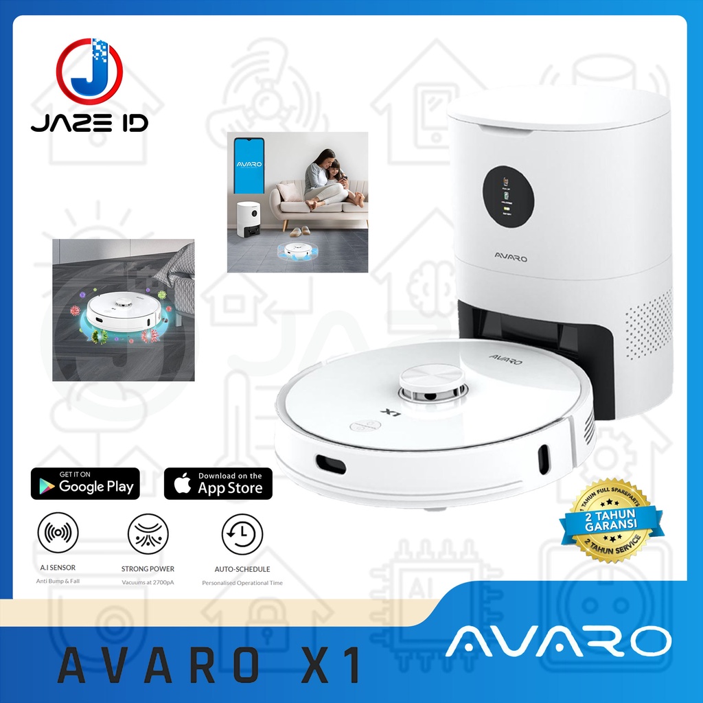 AVARO X1 ROBOT VACUUM CLEANER UVC 2700PA Ai Sensor Anti Bump &amp; Fall