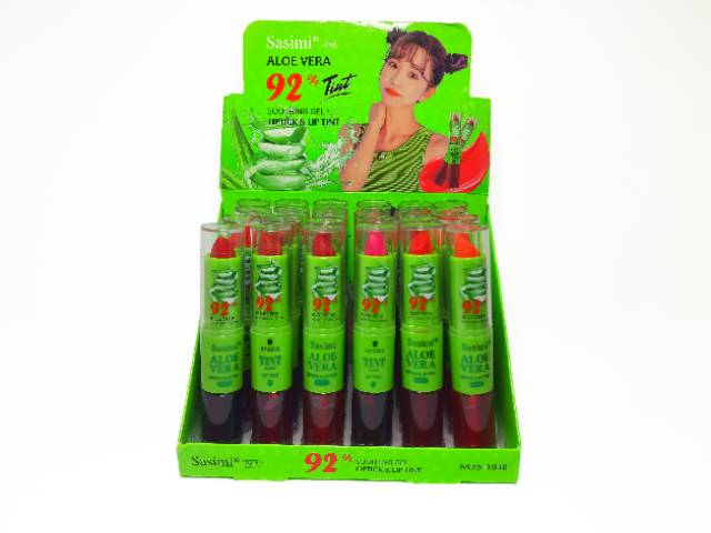 LIPSTIK+LIP TINT SASIMI ALOEVERA 2in1 HARGA 6 PCS