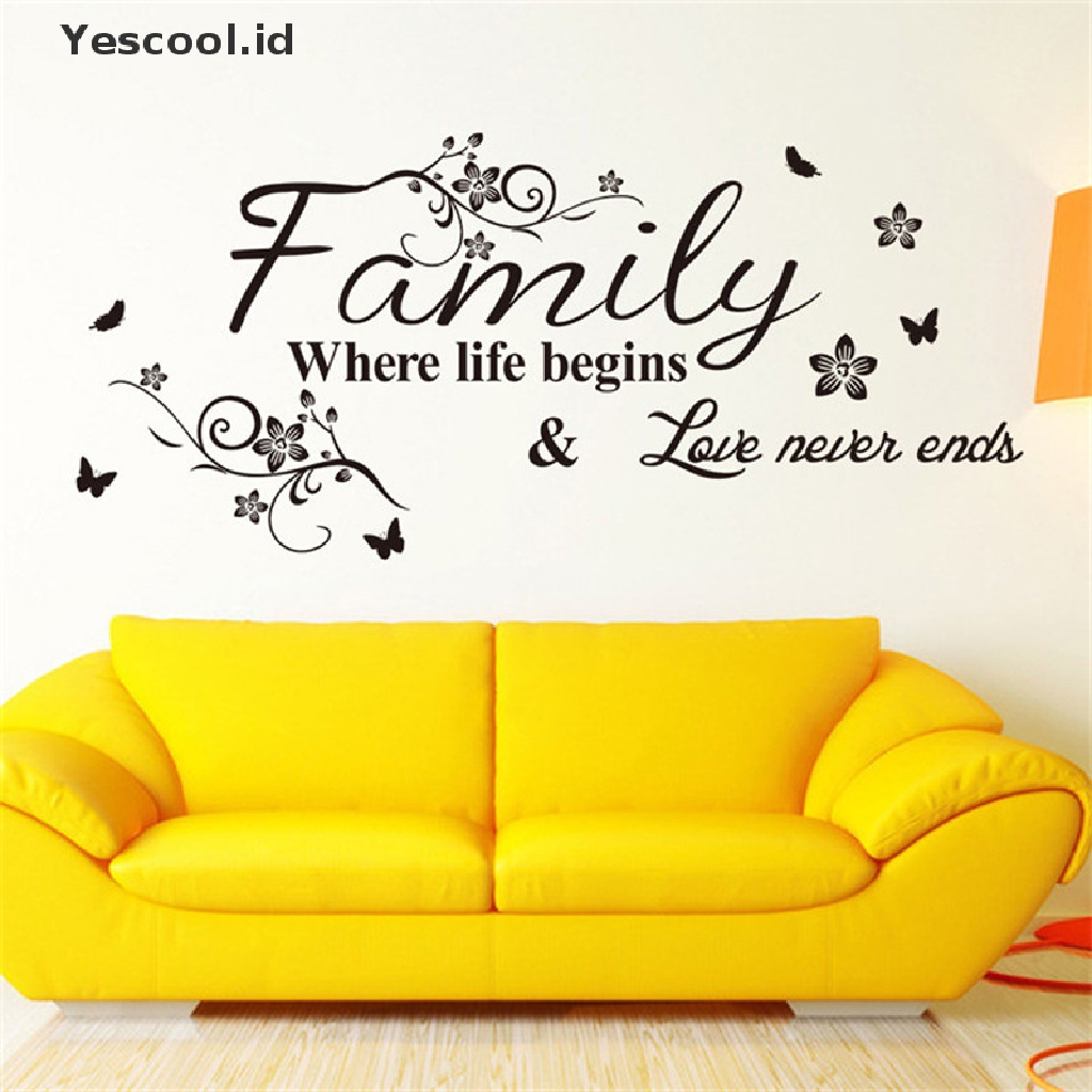 Stiker Dinding decal Desain family where life begins Dan love never ends