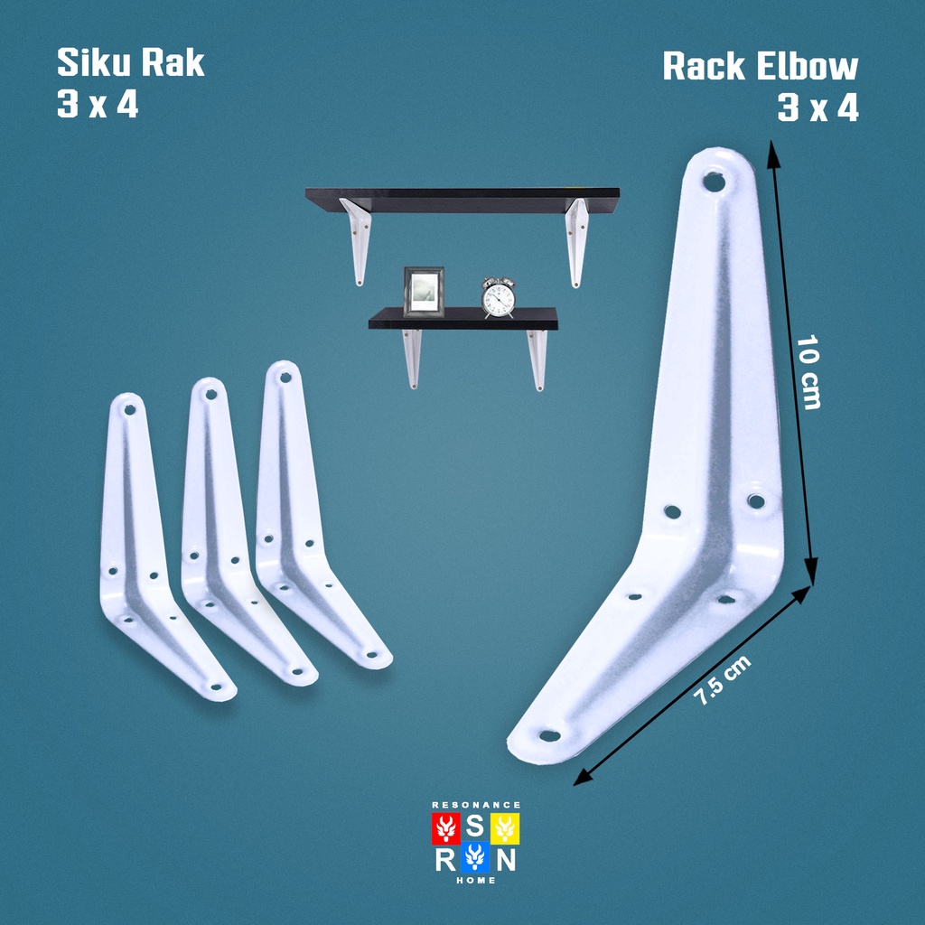 Siku Rak Besi L Uk. 3x4 Inch l Shelf Bracket l Penyangga Ambalan Resonance Home