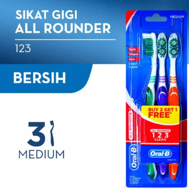 Sikat Gigi Oral-B pack isi 3 all rounder 123 Sikat Gigi Anak