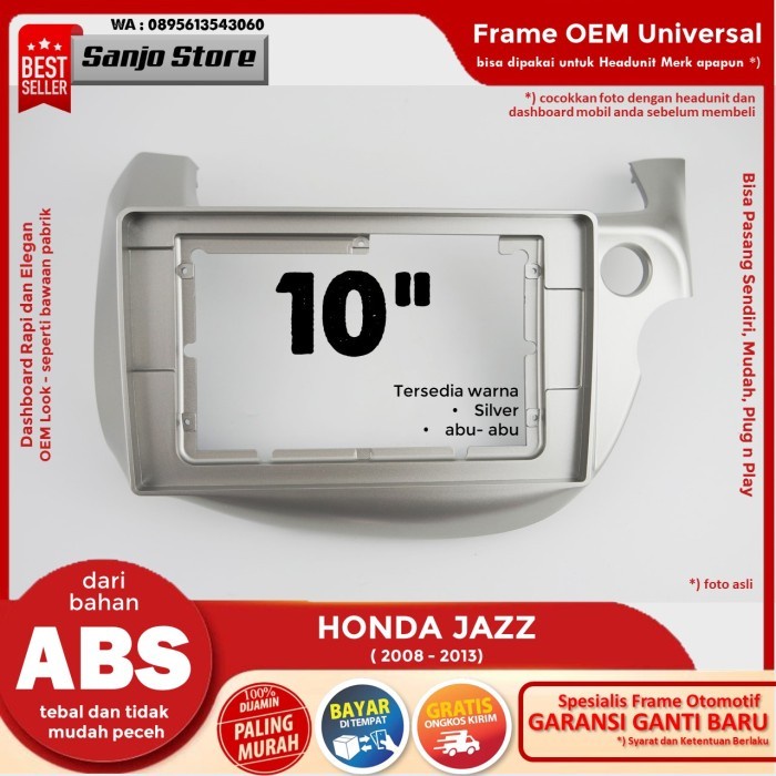 Frame Oem 2008-2013 Honda Jazz Ge8 Head Unit Android 10 Inch Universal Realpict