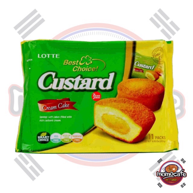 

Lotte Cream Cake Custard - Spongy Soft Cakes Filled With Rich Custard Cream 253g