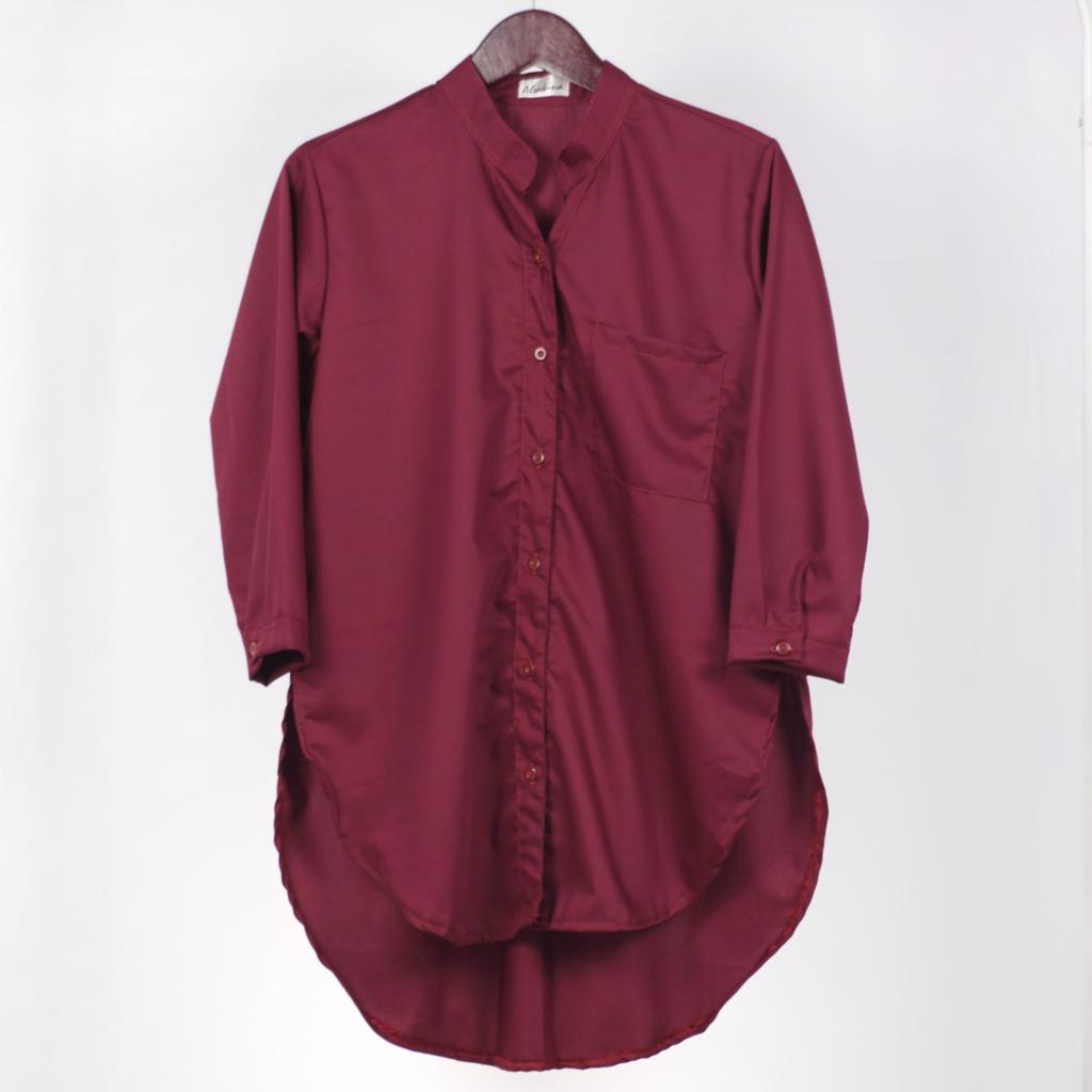 Kemeja Tunik Polos / Kemeja Wanita / Kemeja Polos / Kemeja Kerja / Bahan Toyobo-Maroon