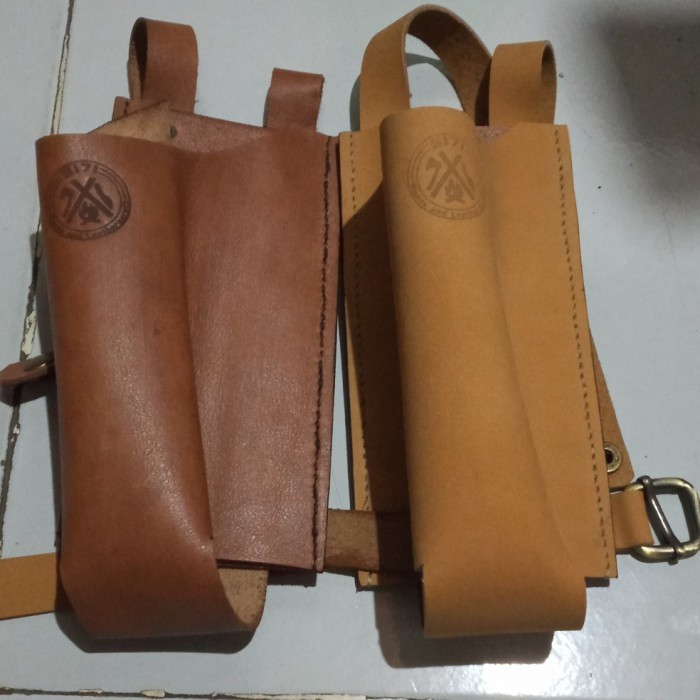 Aksesoris Sepeda - Tas Sepeda Lipat Tempat Botol Minum Kulit Leather