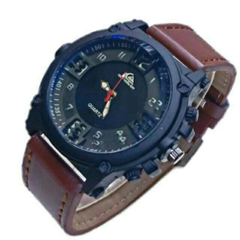 (Grosir)Jam Tangan Pria Quick&amp;Silver Polos Strap Kulit (Terima Cod)