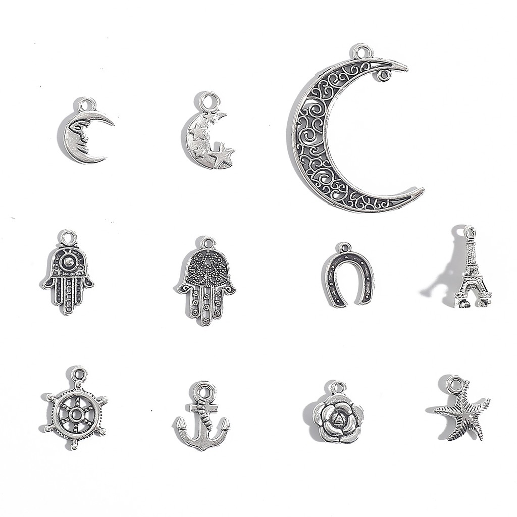 10-50 Pcs Liontin Charms Plating Bahan Alloy Gaya Kuno Untuk Perhiasan