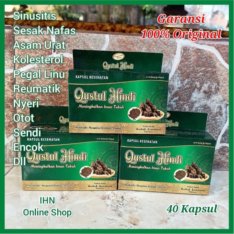 Kapsul Herbal Qusthul Hindi Asli Original / Obat Asam Urat Kolesterol / Jamu Encok Reumatik Pegal Li