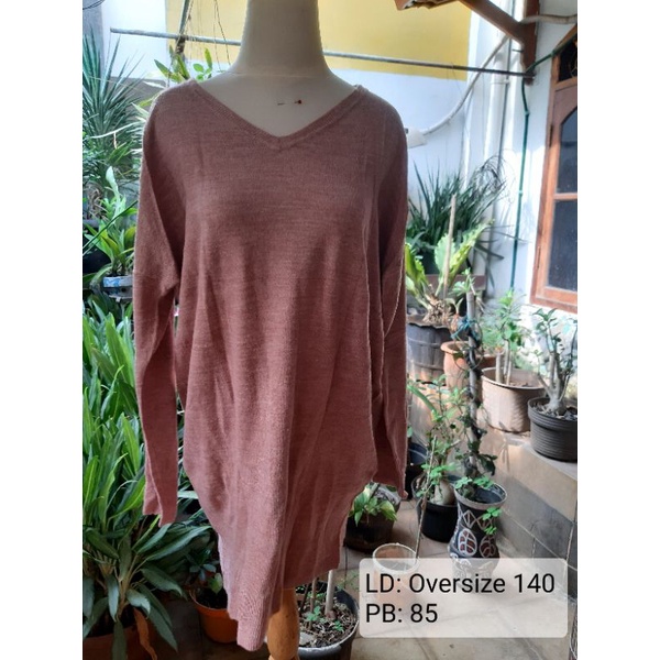 Tunik Rajut Dusty Pink Oversize Jumbo
