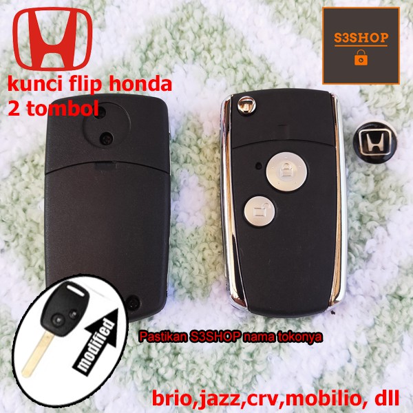 Casing kunci lipat flip key Honda 2 tombol Honda Jazz City Mobilio Brio dll