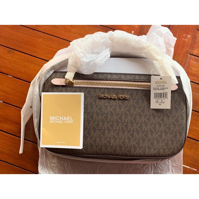 michael kors mk large camera bag  jet set powder blush signature authentic New with tag all sealed