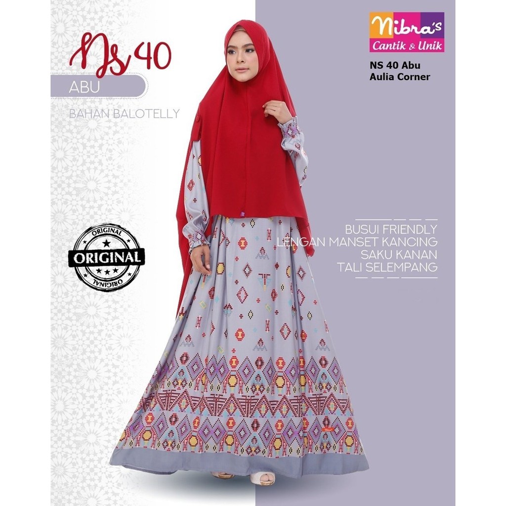 MURAH Busana Muslim Wanita Nibras NS 40 Abu Gaun Pesta Muslim