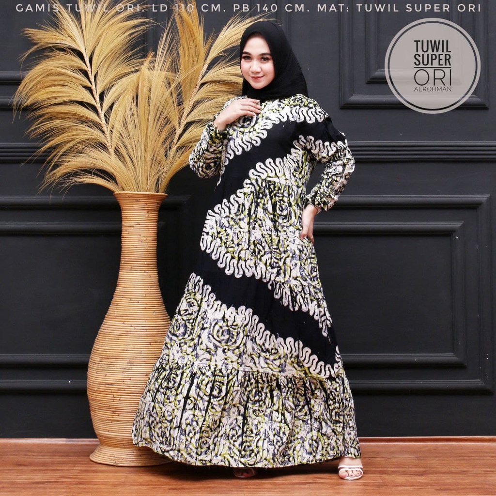 Gamis Twill Super Ori Murah Dress Batik Pekalongan Rayon Jumbo resleting depan