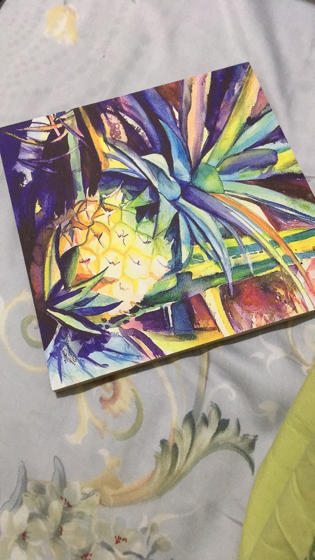 Hiasan Dinding Wall Decor Square Poster Kayu Dekorasi Rumah Buah Nanas 20x20